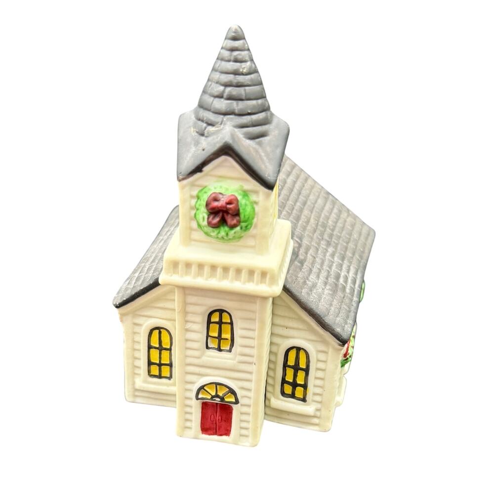 Roman Inc Church Salt  Pepper Shakers Steeple Christmas Holiday